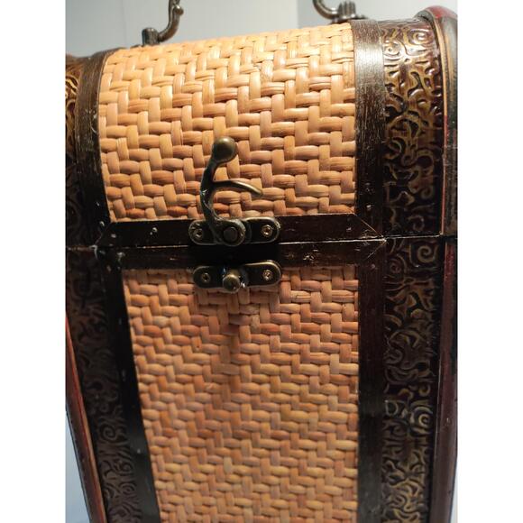 Unbranded 2 Bottle Wine Box Wood Distressed Curved Case With Handle - Picture 8 of 16